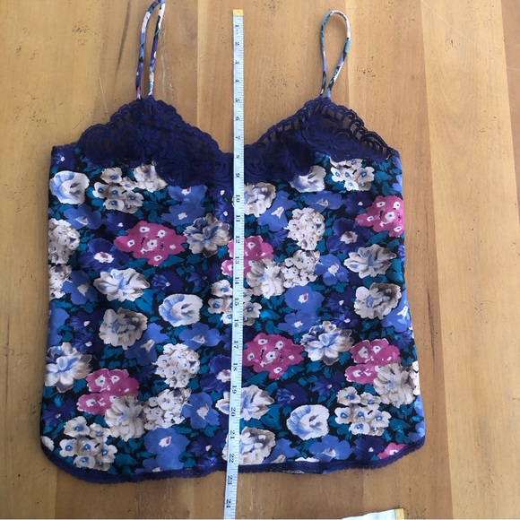 Vintage Floral Camisole Slip Top Purple Lace Satin Rosette Romantic Lingerie Med - Picture 8 of 16